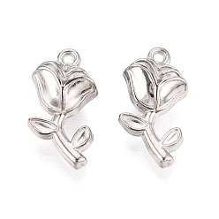 Нержавеющая Сталь Цвет 304 подвески из нержавеющей стали, цветок, цвет нержавеющей стали, 17x9x5.5 мм, отверстие : 1.2 мм