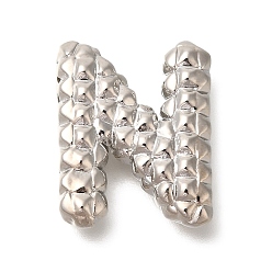 Letter N Стойки покрытие, Латунные подвески, без кадмия и без свинца, подвески с буквой az~z, Письмо N, 20.5x16.5x5.5 мм, отверстие : 2.5x3 мм