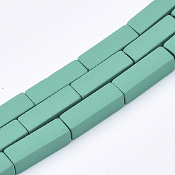Средний Морско-зеленый Окрашенного распылением немагнитных синтетических нитей гематита бусы, кубоид, средний морской зеленый, 13x4x4 мм, отверстие : 0.5 мм, около 30 шт / нитка, 15.7 дюйм