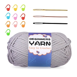 Светло-серый Набор инструментов для вязания своими руками, с хлопковой пряжей для наполнения сердцевины, маркером петель и иглой, для пледов подушки поделки из пряжи крючком, светло-серый, 157x92x92 мм