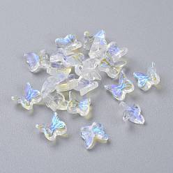 Прозрачный Прозрачные стеклянные кабошоны, 3 в форме бабочки, прозрачные, 7x7.5x3.5 мм