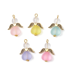 Античное Золото Подвески ангелы из прозрачного акрила, с бусинами из сплава и прозрачными акриловыми бусинами, античное золото , 28x20x9 мм, отверстие : 2.5 мм