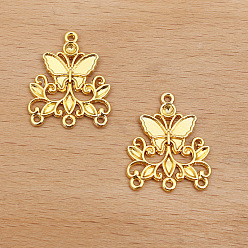 Золотистый Сплав ссылки люстра компонент, бабочка, золотые, 20x24 мм