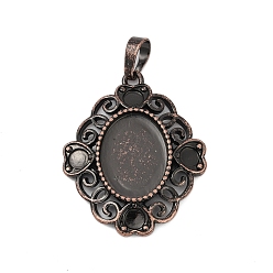 Красная Медь Сердце с овальной латунной подвеской в оправе кабошон, Красная медь, лоток : 18 мм, 35x28.5x4 мм, отверстие : 8 мм