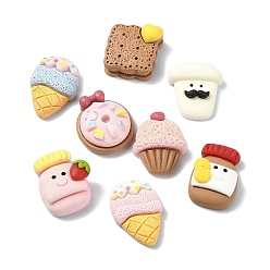 Mixed Color Dessert Theme Opaque Resin Decoden Cabochons, Imitation Food, Ice Cream/Donut/Biscuits, Mixed Shapes, Mixed Color, 18.5~22x15~18x6~9mm