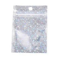 Серебро Блестящая голографическая звезда пластиковая упаковка инь-ян пакеты с застежкой-молнией, верхние пакеты с самозапечатыванием, прямоугольные, серебряные, 10x7x0.01 см, односторонняя толщина: 2.5 мил(0.065мм)