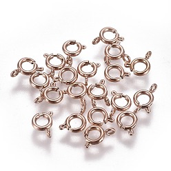 Розовое Золото Ионное покрытие (ip) 304 застежки из нержавеющей стали с пружинным кольцом, розовое золото , 5x1.5 мм, отверстие : 1.5 мм