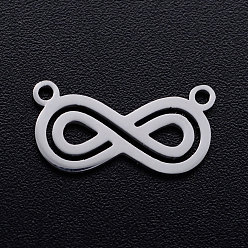 Stainless Steel Color Tarnish Resistant 201 Stainless Steel Pendants, Double Infinity, Stainless Steel Color, 8x16.5x1mm, Hole: 1.2mm