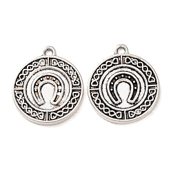 Античное Серебро Сплавочные подвески тибетского стиля, плоские круглые подвески в виде подков, античное серебро, 23x20x2 мм, отверстие : 2 мм, Около 283 шт / 1000 г
