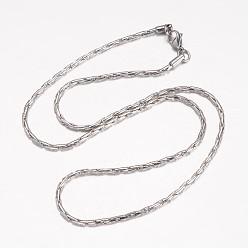 Stainless Steel Color Non-Tarnish 304 Stainless Steel Necklace, Boston Link Chains, with Lobster Claw Clasps, Stainless Steel Color, 20.08 inch(510mm), 2mm