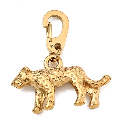 Leopard Подвеска в виде животного из нержавеющей стали с застежкой-карабином., ионное покрытие (ip), золотые, леопард, 304 мм
