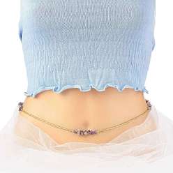 Аметист Летние украшения талия из бисера, Натуральная аметистовая крошка и цепочка для тела из стеклянных бусин, бикини украшения для женщины девушки, золотые, 31.50~31.69 дюйм (80~80.5 см)