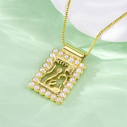 Footprint Латунные религиозные подвески ожерелья, с пластиковой жемчужины, реальный 18 k позолоченный, след, 17.87 дюйм (45.4 см)