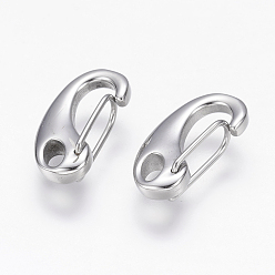 Нержавеющая Сталь Цвет Устойчивый к потускнению 304 нержавеющая сталь защелкивающийся брелок с застежкой, цвет нержавеющей стали, 15x7x4 мм, отверстие : 2x3.5 мм