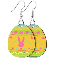 Золотистый Акриловые серьги-подвески с пасхальным принтом, яйцо с узором, платина, золотые, 50 мм