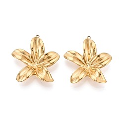 Настоящее золото 18K 304 подвески из нержавеющей стали, цветочный шарм, ионное покрытие (ip), реальный 18 k позолоченный, 38~39x36~36.5x7~8 мм, отверстие : 1.8 мм