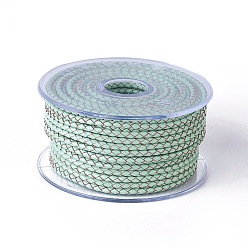 Aquamarine Braided Cowhide Cord, Leather Jewelry Cord, Jewelry DIY Making Material, Aquamarine, 3mm, about 21.87 yards(20m)/roll