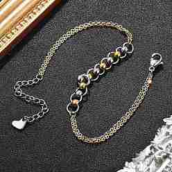 Real 24K Gold Plated & Stainless Steel Color 304 браслеты из круглых бусин из нержавеющей стали, браслеты из ролловой цепи, ионное покрытие (ip), реальный 24 k позолоченный и цвет нержавеющей стали, 8-1/2 дюйм (21.6 см)