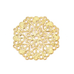 Золотой Железные филигранные столярные ссылки, гравированные металлические украшения, цветок, золотые, 33x33x0.5 мм, отверстие : 1.5~2.5 мм