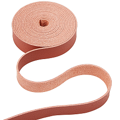 Brown 2M Flat Microfiber Imitation Leather Cord, for Clothes Decor, Brown, 12mm, about 2.19 Yards(2m)/Roll