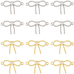 Платиновый & Золотой 16 шт. 2 цвета стойка покрытие латунь паве прозрачный кубический цирконий подвески-бантики, без свинца и без кадмия, долговечный, платиной и золотом, 18.5x31x3.5 мм, отверстие : 1.8 мм, 8 шт / цвет