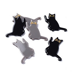 (52) Непрозрачная лаванда Акриловые подвески, 3 d распечатано, форма кошки, разноцветные, 39x28x2 мм, отверстие : 1.5 мм