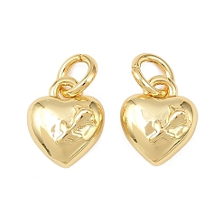 Настоящее золото 18K Латунь прелести, сердце с цветочным узором, долговечный, без свинца и без кадмия, стойки покрытие, с целью перехода в кольце, реальный 18 k позолоченный, 9.5x8x4.5 мм, отверстие : 3.3 мм