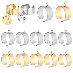 Golden & Stainless Steel Color 24Pcs 2 Colors 304 Stainless Steel Finger Ring Settings, Loop Ring Base, Golden & Stainless Steel Color, 8mm, Hole: 3mm, Adjustable, 12pcs/color