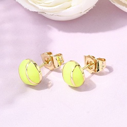 Настоящее золото 18K Теннисные латунные эмалированные серьги-гвоздики, долговечный, стойки покрытие, без свинца и без кадмия, реальный 18 k позолоченный, 8 мм