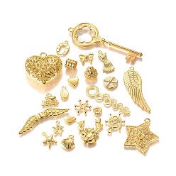 Golden Tibetan Style Collection, Mixed Shapes Beads & Alloy Pendants, Mixed Size, Golden, 2~50mm