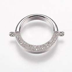 Платина Латунные микро проложить кубических ссылки циркония, кольцо, прозрачные, платина, 21x26x3 мм, отверстие : 1 мм
