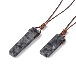 Larvikite Ожерелье-подвеска из натурального ларвикита с вощеным шнуром для женщин, 33.86~38.98 дюйм (86~99 см)
