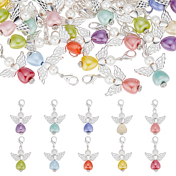 (52) Непрозрачная лаванда 30 шт. подвесные украшения в виде сердца ангела из акрила и фарфора, застежки-клешни из сплава для украшений сумок, разноцветные, 35 мм