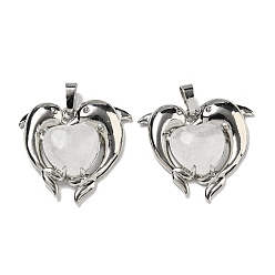 Хрусталь Природного кварца хрустальных подвесок, покрытие стойки латунные подвески в виде дельфинов из горного хрусталя, без кадмия и без свинца, 29x32.5x8.5 мм, отверстие : 8x5 мм