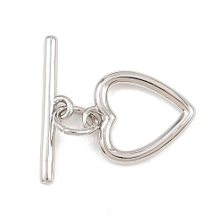 Платина Застежки-тоглы в форме сердца из латуни, без кадмия и без свинца, долговечный, платина, 4.5~14.5x12.5~19.5x1.5~1 мм, отверстие : 1.5~1.6 мм