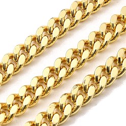 Настоящее золото 18K Латунь бордюр цепи, несварные, граненые, долговечный, без свинца и без кадмия, реальный 18 k позолоченный, ссылка: 7x6x3 mm