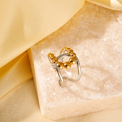 Золотой & Цвет Нержавеющей Стали Регулируемые 304 манжеты из нержавеющей стали для женщин, золотые и нержавеющая сталь цвет, 14 мм, размер США 6 1/2 (16.9 мм)