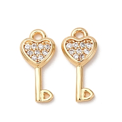 Настоящее золото 18K Латунные микро проложить кубического циркония подвески, Брелоки для ключей, реальный 18 k позолоченный, 13.5x6.5x2 мм, отверстие : 1.2 мм