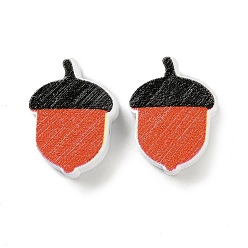 Acorn Печатные деревянные бусины, оранжево-красный, желудь, 20x15x6 мм, отверстие : 2 мм