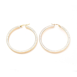 Золотой Серьги из 304 нержавеющей стали, с полимерной глиной стразами, плоская форма кольца, золотые, 52x50x2.6 мм, штифты : 0.7 мм