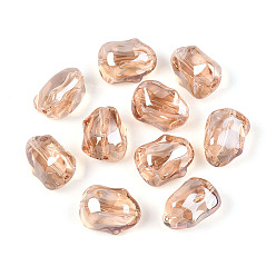 Персиковый Слойка Прозрачный Electroplate стеклянные бусины, кролик, розовые, 15x11.3~11.6x9.7~10 мм, отверстие : 1 мм