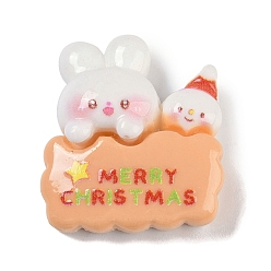 Сэнди Коричневый Плоские круглые кабошоны смолы, Кролик с словом, песчаный коричневый, 23x20.5x8 мм