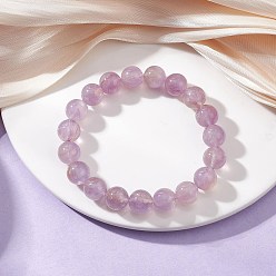 Аметист Браслеты из натуральных аметистовых круглых бусин для женщин, внутренний диаметр: 2-1/4 дюйм (5.6 см)