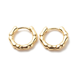 Oro Pendientes de aro de latón con forma de bambú para mujer, sin plomo y cadmio, dorado, 13.5x15.5x2.6 mm, pin: 1 mm