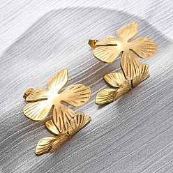 Настоящее золото 18K Цветок в форме буквы С 304 серьги-гвоздики из нержавеющей стали для женщин, реальный 18 k позолоченный, 27x32 мм