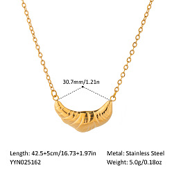 Настоящее золото 18K Лето 304 ожерелья с подвеской в виде круассана из нержавеющей стали для женщин, реальный 18 k позолоченный, 16.73 дюйм (42.5 см)