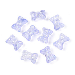 Средний Синий Шифер Выпечка расписные прозрачные стеклянные бусины, бантом, средний грифельно-синий, 10x14.2x7.5~8 мм, отверстие : 1 мм, Около 800 шт / 1000 г