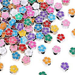 Light Gold 120шт. 2 цвета УФ-покрытие акриловые европейские бусины, с эмалью, бусины с большим отверстием, разноцветные, цветок, золотой свет, 10.5x11x8 мм, отверстие : 5 мм, 60 шт / цвет