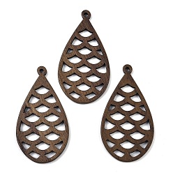 Кокосово-Коричневый Подвески из орехового дерева, слеза, кокосового коричневый, 49x26x2.5 мм, отверстие : 2 мм