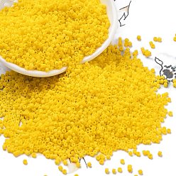 Золотистый Стеклянный бисер матового цвета, цилиндр, золотые, 1.6x1.3 мм, отверстие : 0.8 мм, Около 60000 шт / фунт